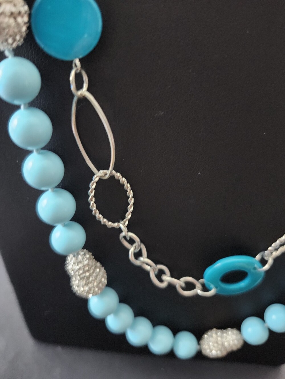 Glass and Rhinestone Necklace - Picture 3 of 7